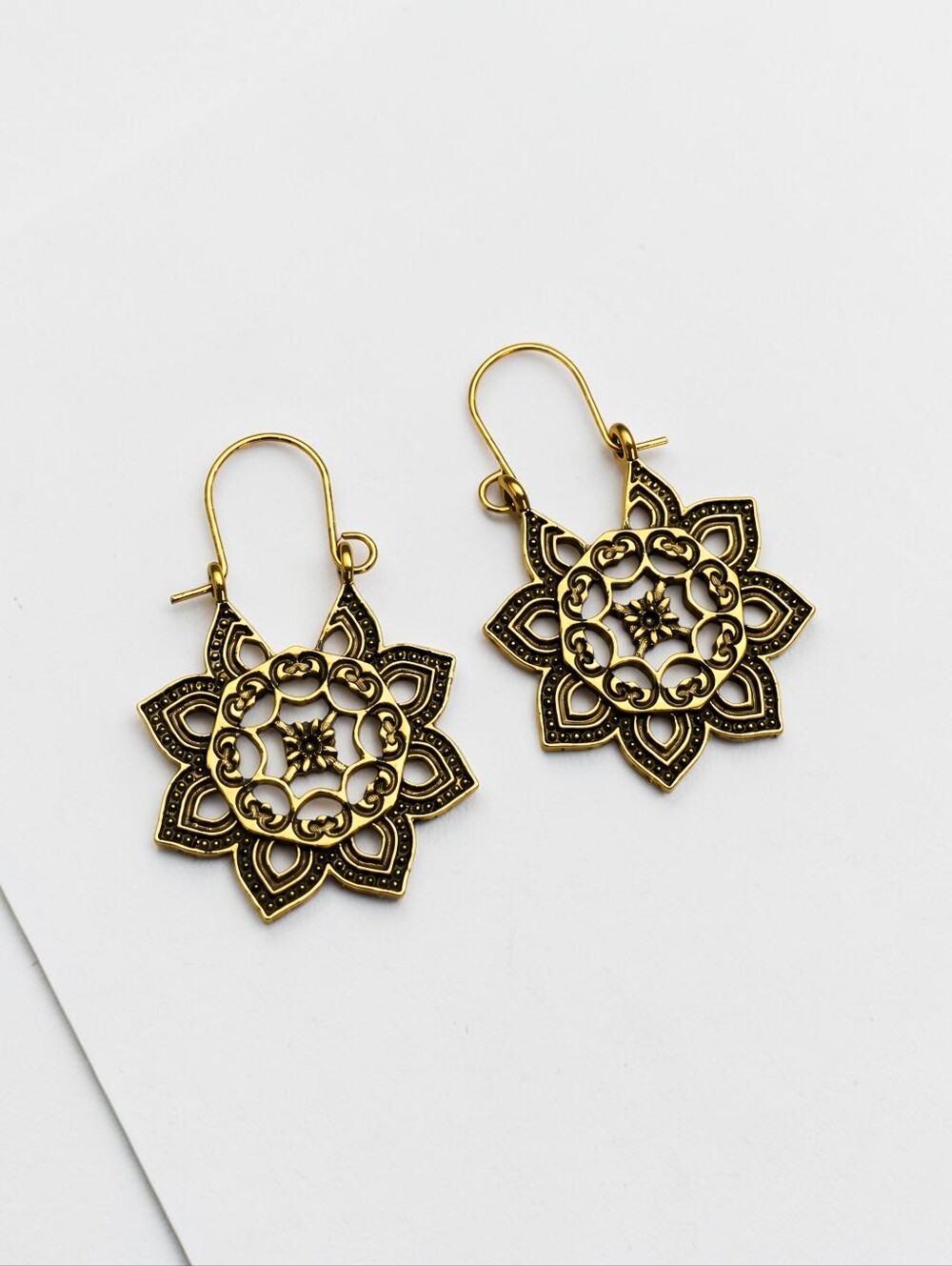 Mandala Stainless Steel Boho Earrings Vintage Floral Statement Jewelry